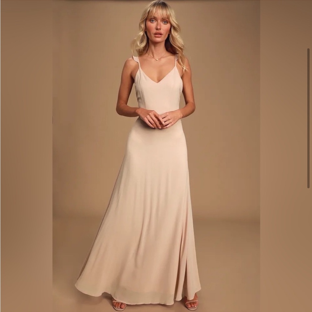 LULU’s Meteroic Rise Blush/Nude Maxi Dress XS